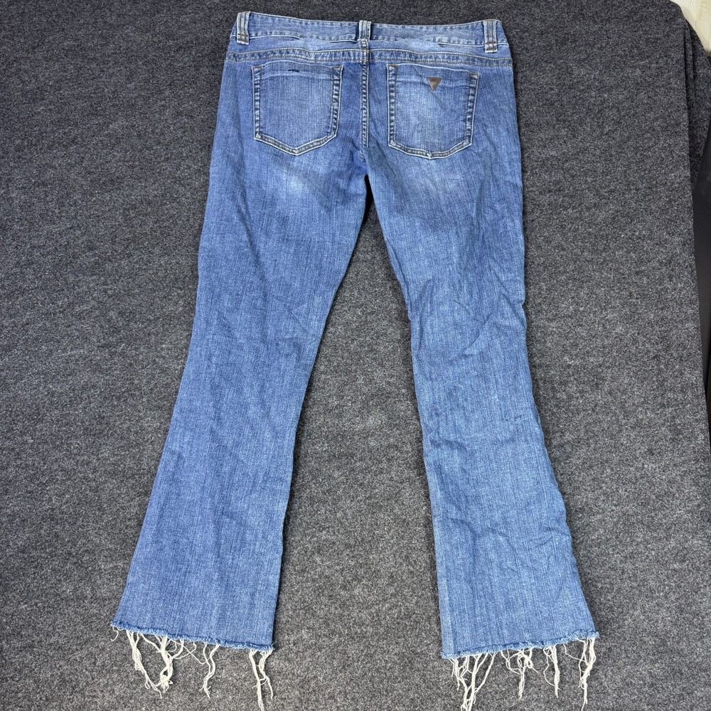 Guess Daredevil Bootcut Jeans Womens 30 Blue Medium Wash Denim Cotton Frayed Hem